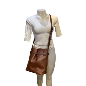 Polo Ralph Lauren Leather Crossbody Tote Bag in Brown